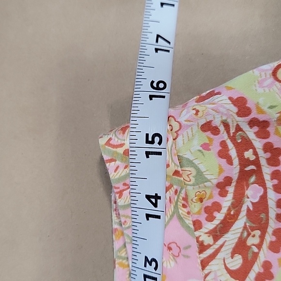 Charter Club Golf Size 10 Pistachio Green and Pink Paisley Ankle Length Pants - Picture 7 of 12